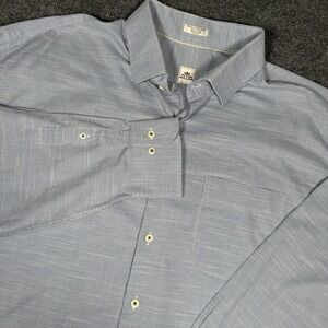 Peter Millar White Blue Check Button Down Dress Shirt 2XL XXL 100% Cotton
